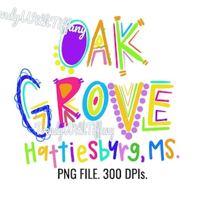 Oak Grove Artsy PNG Digital Descargar Sublimación 300 DPI