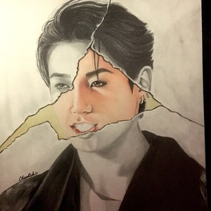 BTS Jeon Jung-kook aka JK, Kookie Jin Digital Copy from Original Drawing. Unique Gift. 전정국;. Wall Decor. Bangtan Boys. Jungkook