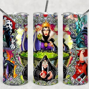 Villains, Evil Queen | Tumbler 2 File Png | Halloween Tumbler Png | 20 oz Skinny Tumbler Sublimation | Tumbler Design Png