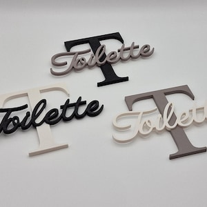 Türschild Toilette mit wunderschönem Hintergrund-Buchstaben inklusive transparenten doppelseitigen Klebepunkten