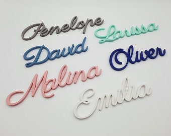 Personalized door sign for children's rooms, offices, medical practices, etc., including transparent double-sided adhesive dots.