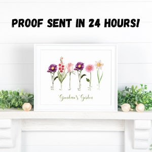 Custom Family Art Digital Print | Printable Birth Month Flowers | Personalized Gift | Grandma's Garden | 24 HRS