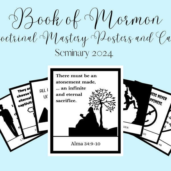 LDS Seminary Book of Mormon Doctrinal Mastery Posters and Cards | Book of Mormon Cards | Come Follow Me 2024 | LDS Seminary Printables