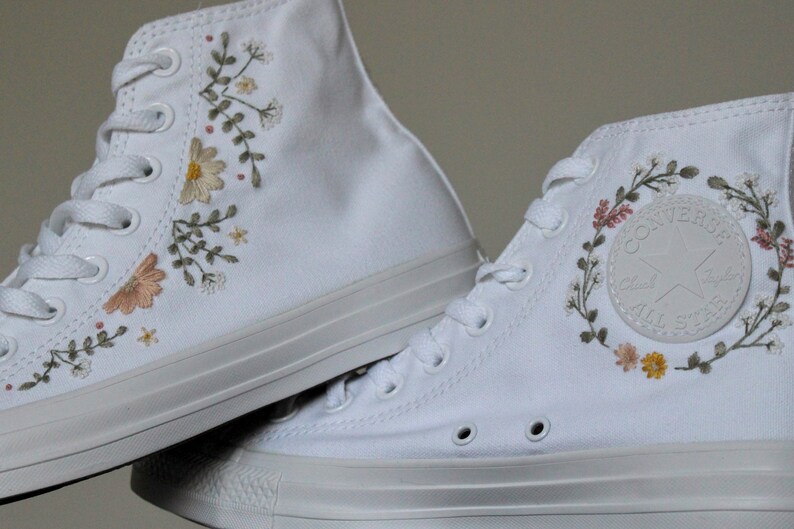 Embroidered Converse High Tops Etsy