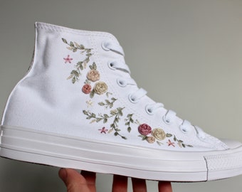 Embroidered All White High Tops