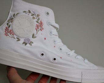 Custom Embroidered Converse All White High Tops