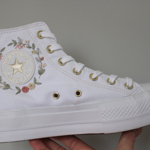 Embroidered Converse High Tops Etsy