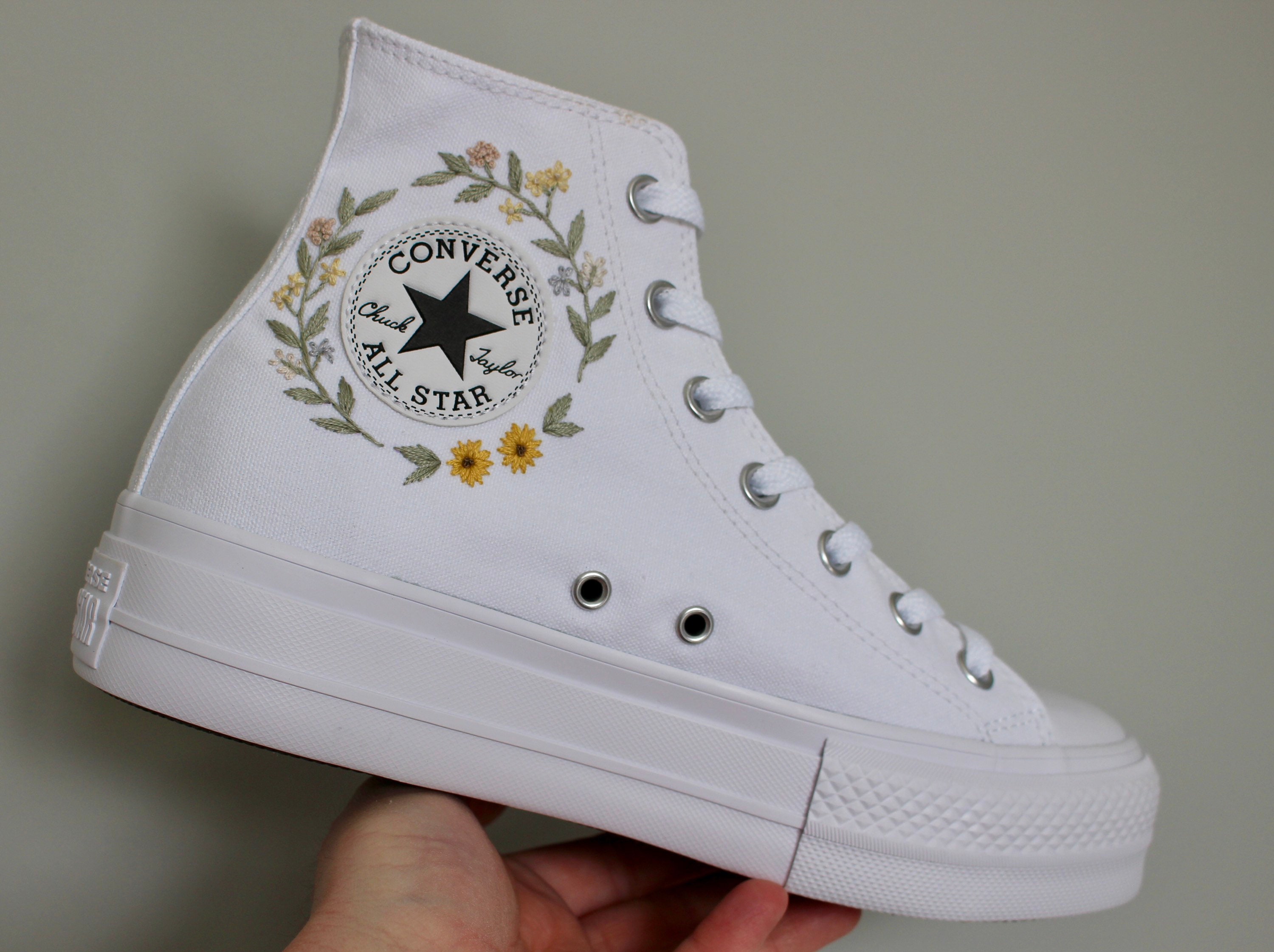Embroidered Platform Converse High Tops - Etsy Ireland Embroidered Platform Converse High Tops - Etsy Ireland