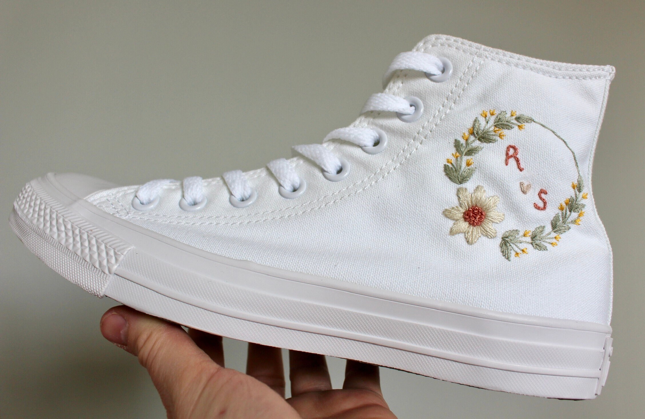 Custom Wedding Embroidered Converse Etsy UK