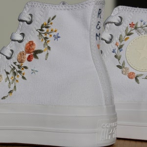 Embroidered Platform All White High Tops - Etsy