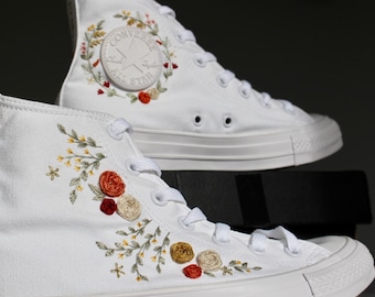 Embroidered All White High Tops