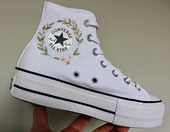 Embroidered Platform Converse Tops - Etsy