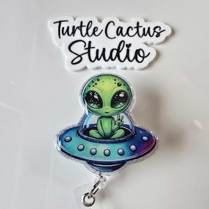 Alien UFO Badge Reel, Alien ID Holder, Space Ship, UFO, Out of this World, I want to Believe, Galaxy, Outer Space, Id Holders, Stars