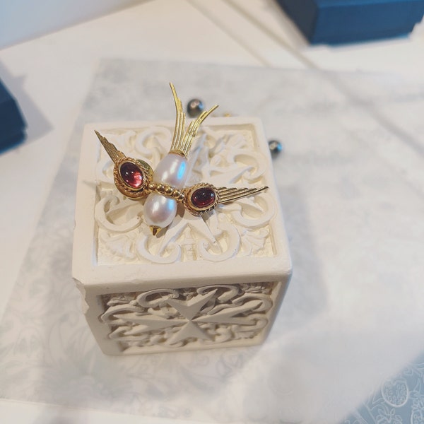 Broche en argent grenat perle argent oiseau bijoux épingle femme nature Vintage cadeaux pour maman