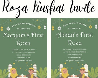 Roza Kushai Invitation, Roza Kushai Card, Roza Khushai Card, First Ramadan Invitation, First Fast, First Roza Invite **Instant Download**