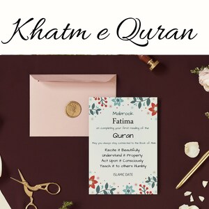 Tarjeta de celebración simple Khatm-e-Quran de la niña musulmana, Khatm e Quran de la niña, tarjeta Ameen, celebración de Ameen, Dua **DESCARGA INSTANTÁNEA**