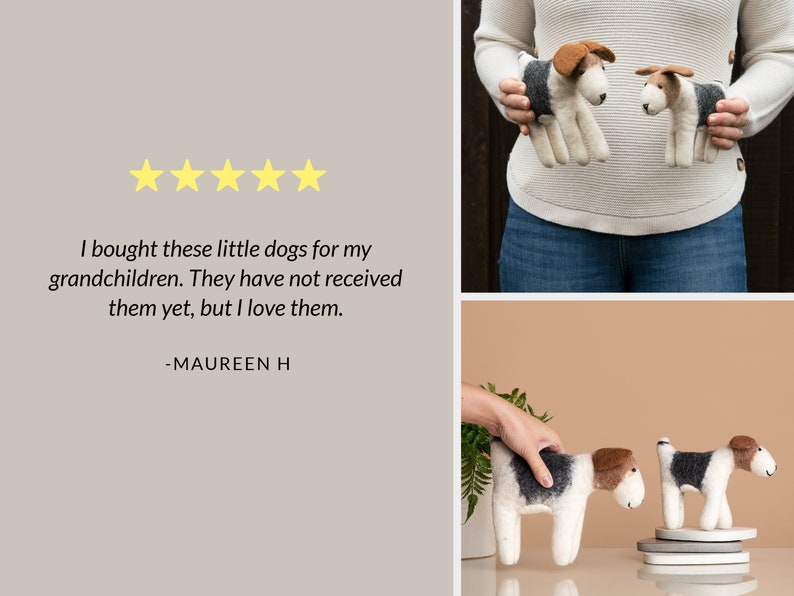 Dog Mom Gifts For Dog Lovers Wool Dog Home Decor Dog Ornaments Stuffed Dog Statue Indoor Dog Decor Dog Lover Gift for Women Set image 5