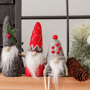 Gnomes for the Holiday Christmas Decoration | Felted Wool Christmas Decoration | Primitive Christmas Farmhouse Ornament