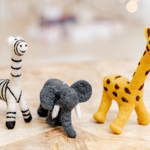 Safari Nursery Décor and Tree Ornaments | Felted Wool Christmas Tree Ornament Set | Great Safari Animals Nursery Décor