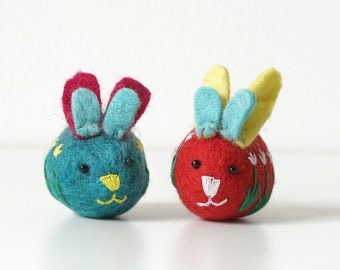 Felted Wool Easter Eggs - Bunnies