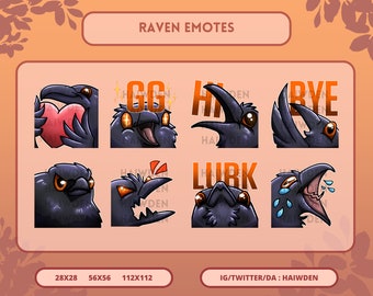 Raven Emotes for Twitch, Discord, YouTube - Cute, Birds, Animals