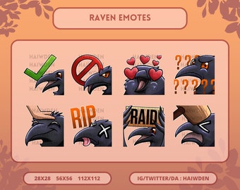 Raven Emotes 2 for Twitch, Discord, YouTube - Cute, Birds, Animals