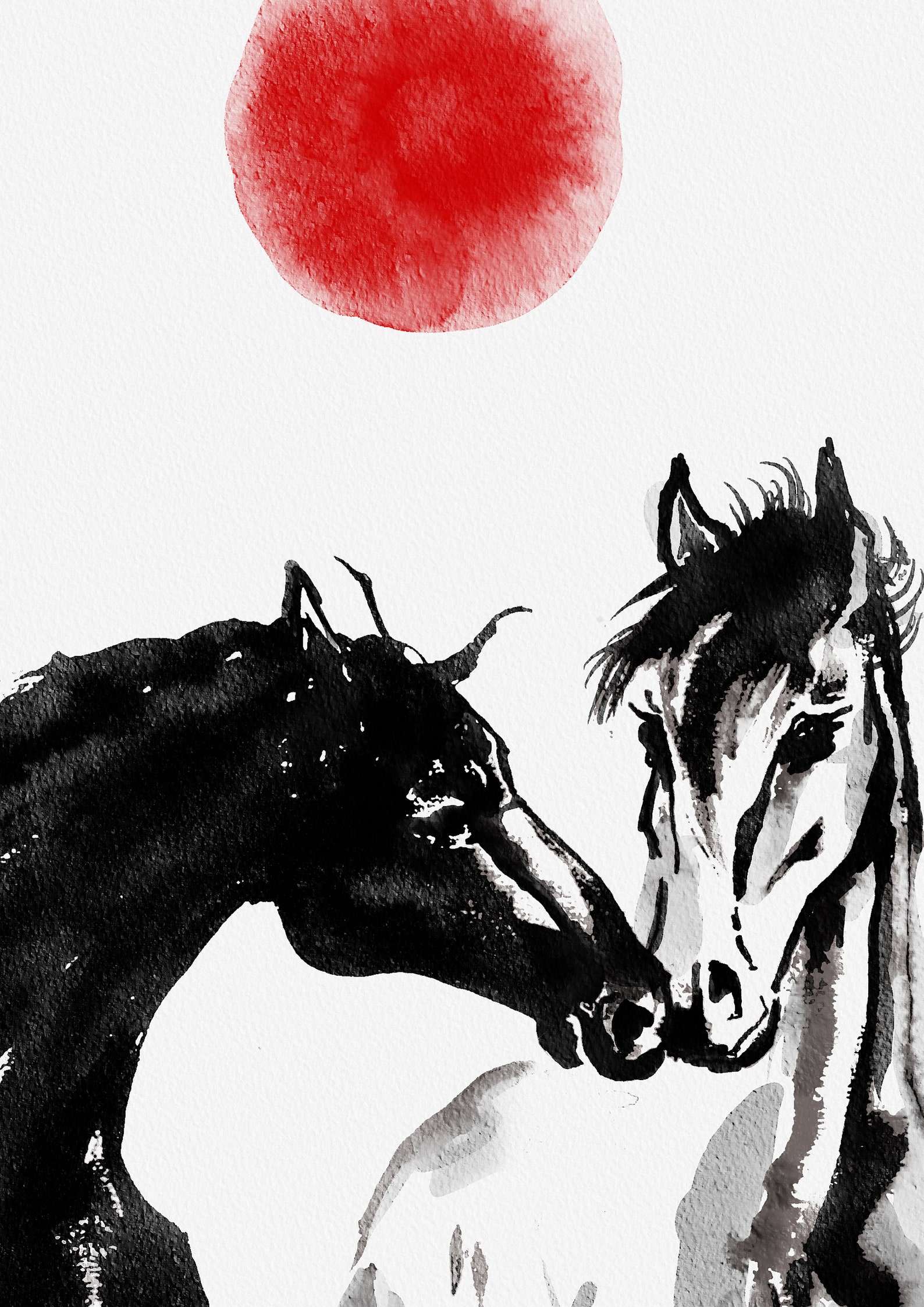 Original Water Colour Japanese Zen Horse Painting for Wall Etsy