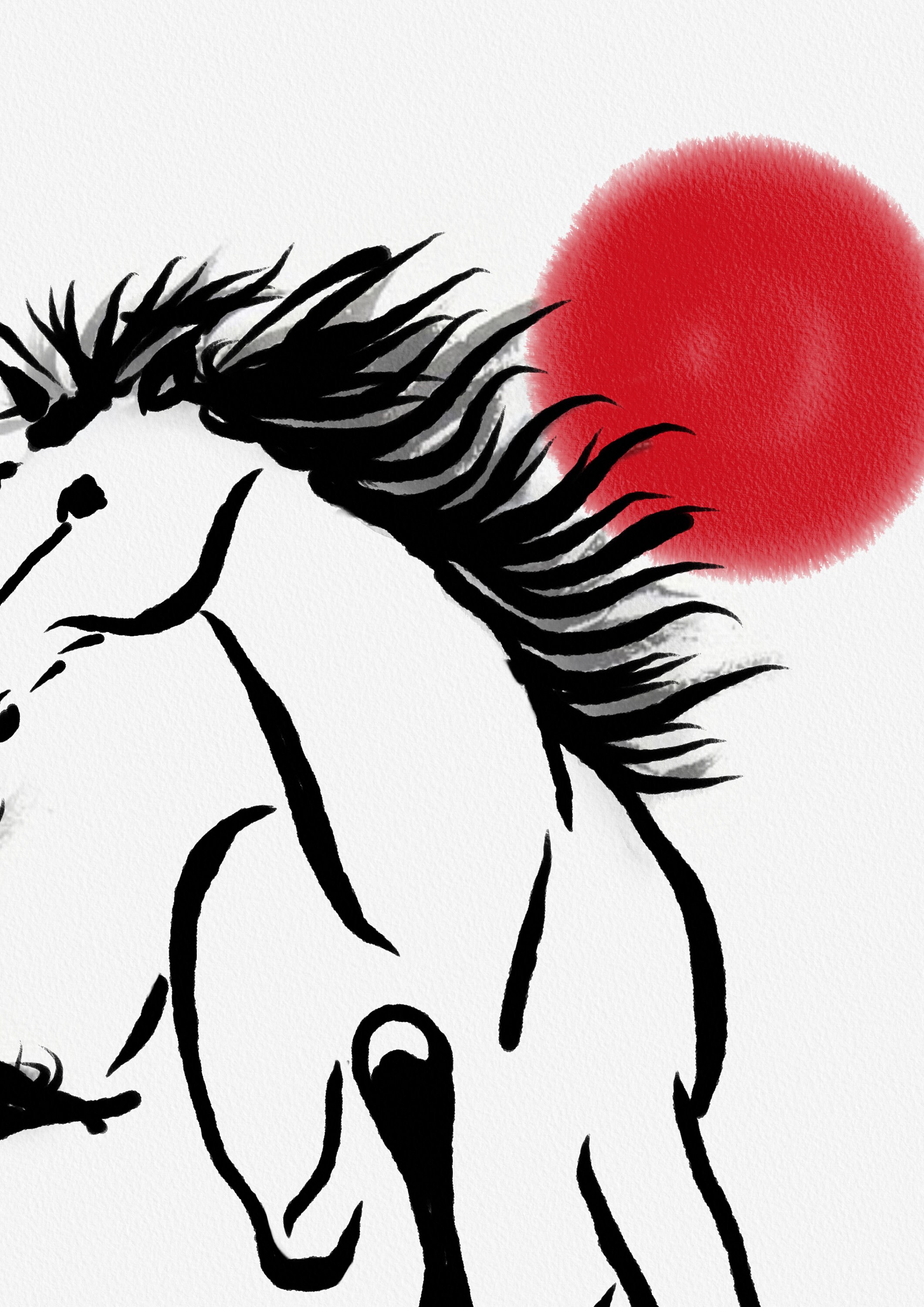 Original Water Colour Japanese Zen Horse Painting for Wall Etsy