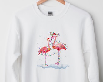 Christmas Flamingo Hoodie - Sudadera Pink Flamingo - Sudadera Tropical Christmas Hoodie - Sudadera Animal de Navidad - Flamingo Lover Hoodie