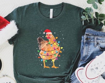 Chicken Christmas Shirt - Funny Christmas T-shirt - Ugly Christmas Tee - Chicken Lover Gift - Xmas Farmer T-shirt - Kids Christmas Tee