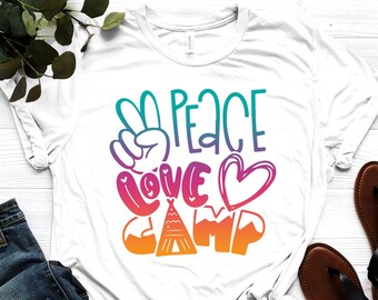 Peace Love Camp Shirt - Camp Lover Gift - Family Camping T-shirt - Gift For Camper - Summer Travel Tee - Hippie Life T-shirt - Camp Trip Tee