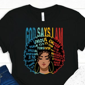 Black Queen Shirt - Black Woman Gift - GOD Says I Am T-Shirt - Black Pride Outfit - Human Equality Clothing - Social Peace Shirt - Religious