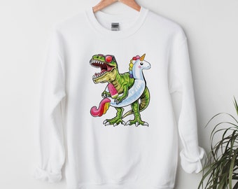 Sudadera Unicornio T-rex - Sudadera con capucha De dinosaurio divertida - Sudadera Dino Lover - Sudadera con capucha para fiestas en la piscina - Sudadera Summer Vibes - Sudadera con capucha navideña