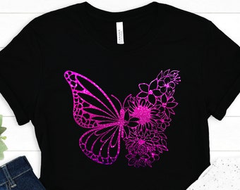 Butterfly Clothing - Purple Butterfly Outfit - Butterfly Wings Gift - Custom Butterfly Shirt - Butterfly Theme Tee - Aesthetic Animal Outfit