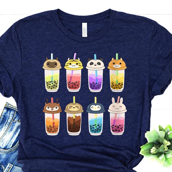 Boba Drinks T-Shirt - Bubble Tea Apparel - Kawaii Drinks Outfit - Japanese Culture Shirt - Harajuka Gift - Anime Lover Tee - Cartoon Foods