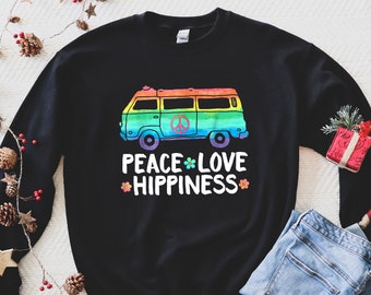 Peace Love Hippiness Hoodie - Sudadera Hippie Caravan - Sudadera con capucha Hippy Life - Sudadera Hippi Party - Sudadera con capucha Peace Sign - Hippie Soul