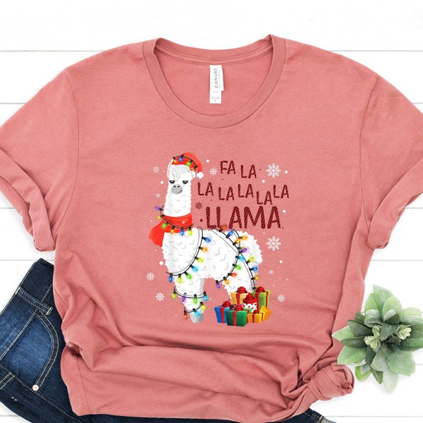 Christmas Fa Llama Shirt - Xmas Animal T-shirt - Funny Llama Tee - Kids Christmas Shirt - Family Matching Xmas Shirt - Santa Llama Tee