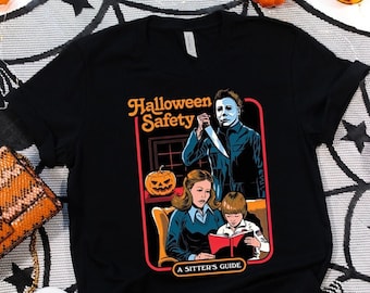 Camisa de seguridad de Halloween, camisa de película de terror, camiseta de noche de película, camisa de guía de un cuidador, camisa de Michael Myers, camisa de asesino en serie, camiseta de Halloween