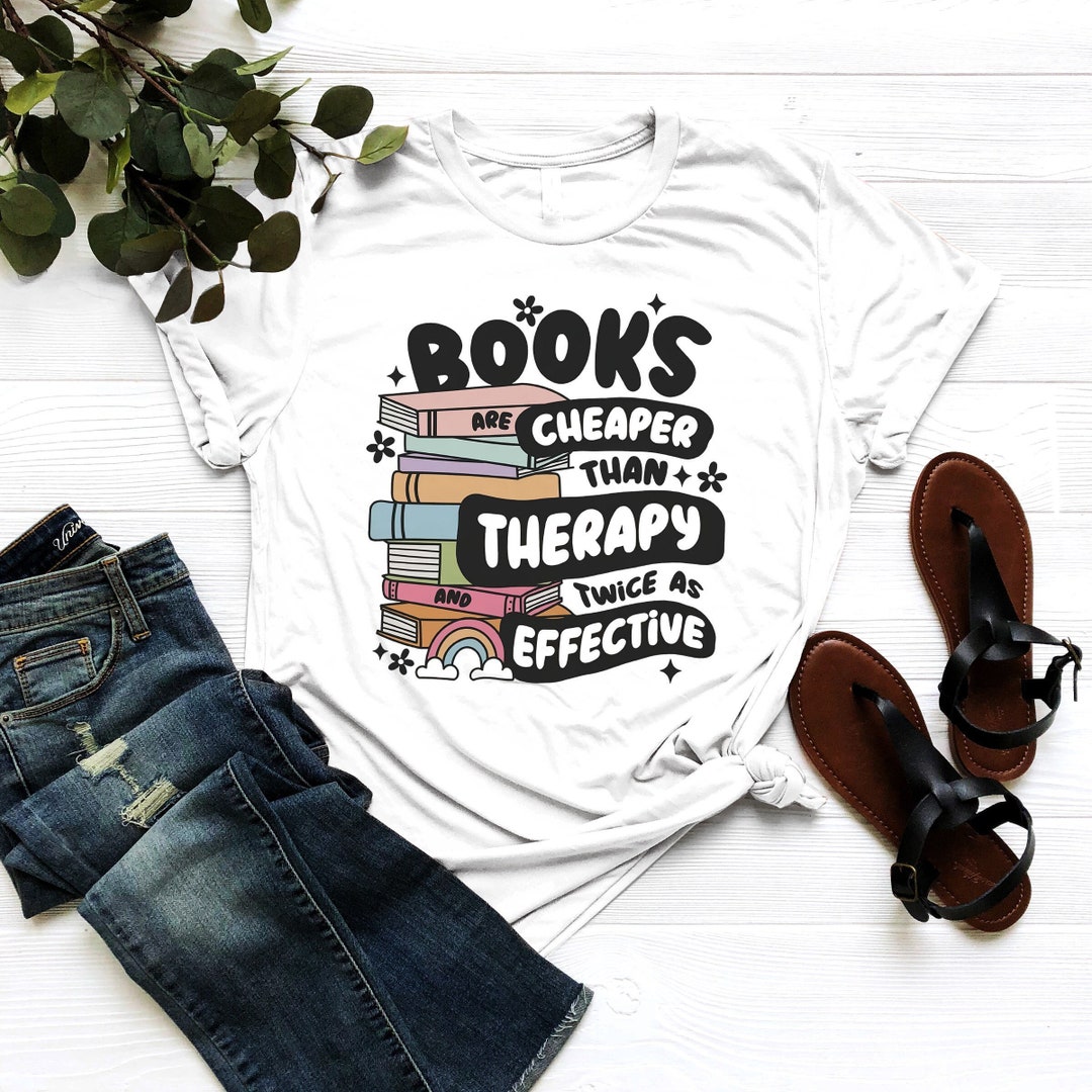 thumbnail image 2 of Book Lover T-Shirt For Women - "I'm OK" Bookworm Reading Tee With Book Print Design 2 of 9
