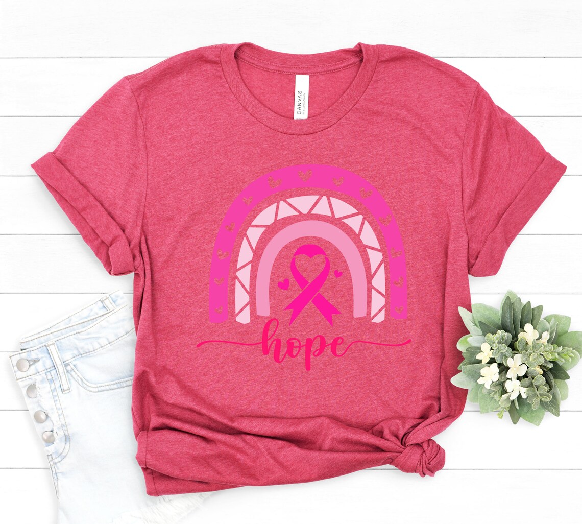 Hope Breast Cancer Shirt Rainbow Breast Cancer T-shirt - Etsy