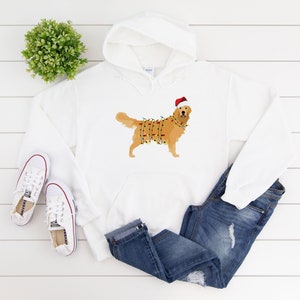 Santa's Golden Retriever Hoodie Christmas Dog Sweatshirt Happy New Year Hoodie Golden Mom Sweatshirt Xmas Animal Hoodie image 5