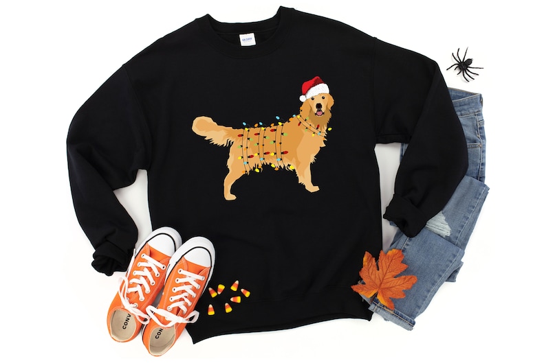 Santa's Golden Retriever Hoodie Christmas Dog Sweatshirt Happy New Year Hoodie Golden Mom Sweatshirt Xmas Animal Hoodie image 6