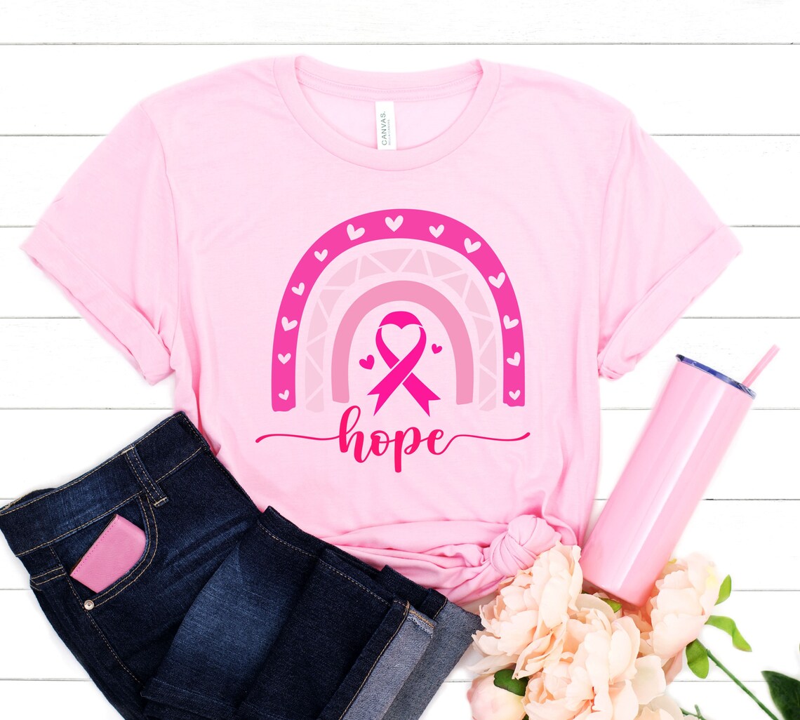 Hope Breast Cancer Shirt Rainbow Breast Cancer T-shirt - Etsy
