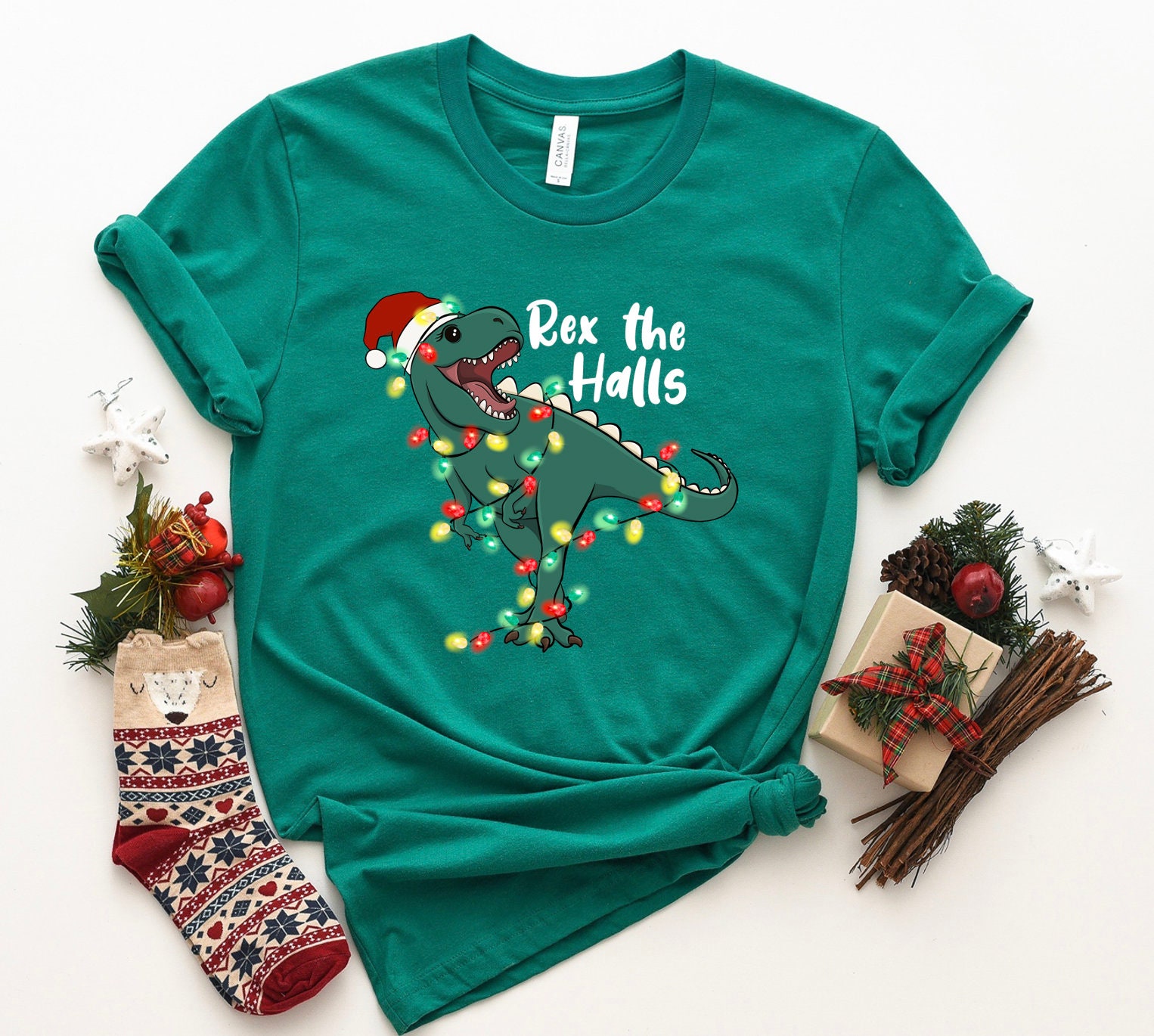 Discover Christmas Dinosaur Shirt, Rex The Halls, Xmas Kids Shirt, Cute Dinosaur Shirt, Christmas Toddler Tee, Boys Holiday Shirt, Xmas T-rex Shirt