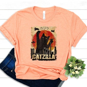 Catzilla Shirt Crazy Cat Lady Clothing Cat Mom Apparel Cat Owner Outfit Pet Lover Tee Cat Monster T-Shirt Retro Vintage Cat Gift image 5