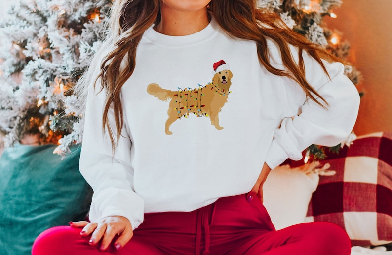 Santa's Golden Retriever Hoodie Christmas Dog Sweatshirt Happy New Year Hoodie Golden Mom Sweatshirt Xmas Animal Hoodie image 7