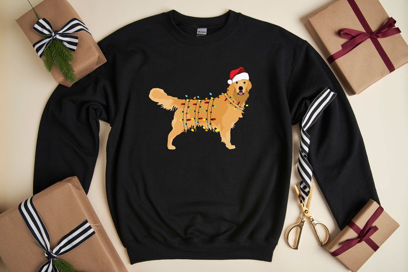 Santa's Golden Retriever Hoodie Christmas Dog Sweatshirt Happy New Year Hoodie Golden Mom Sweatshirt Xmas Animal Hoodie Bild 2