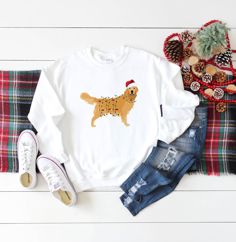 Santa's Golden Retriever Hoodie Christmas Dog Sweatshirt Happy New Year Hoodie Golden Mom Sweatshirt Xmas Animal Hoodie image 3