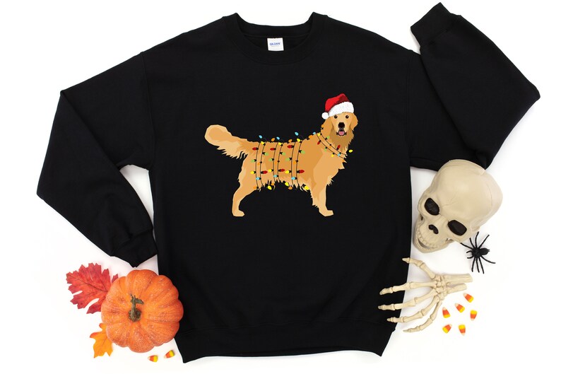 Santa's Golden Retriever Hoodie Christmas Dog Sweatshirt Happy New Year Hoodie Golden Mom Sweatshirt Xmas Animal Hoodie image 4