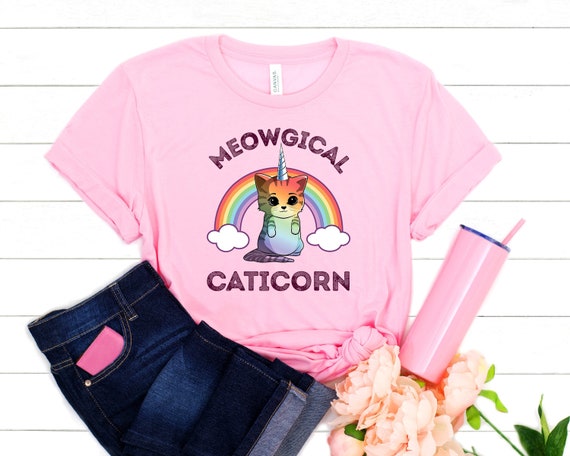 Unicorn Cat Shirt - Meowgical Caticorn Gift - Cat Lover T-Shirt - Cat Mom Gift - Funny Kitty Outfit - Unicorn Party Shirt - Rainbow Unicorn